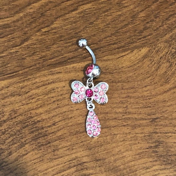 Ribbon with water drop belly button ring - Picture 3 of 3